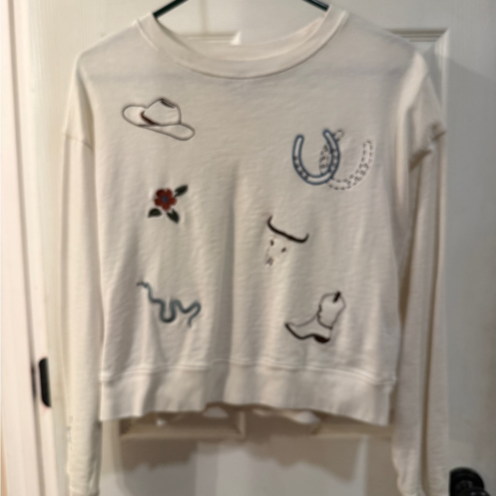 Pendleton Cream Sweatshirt with Western Motifs